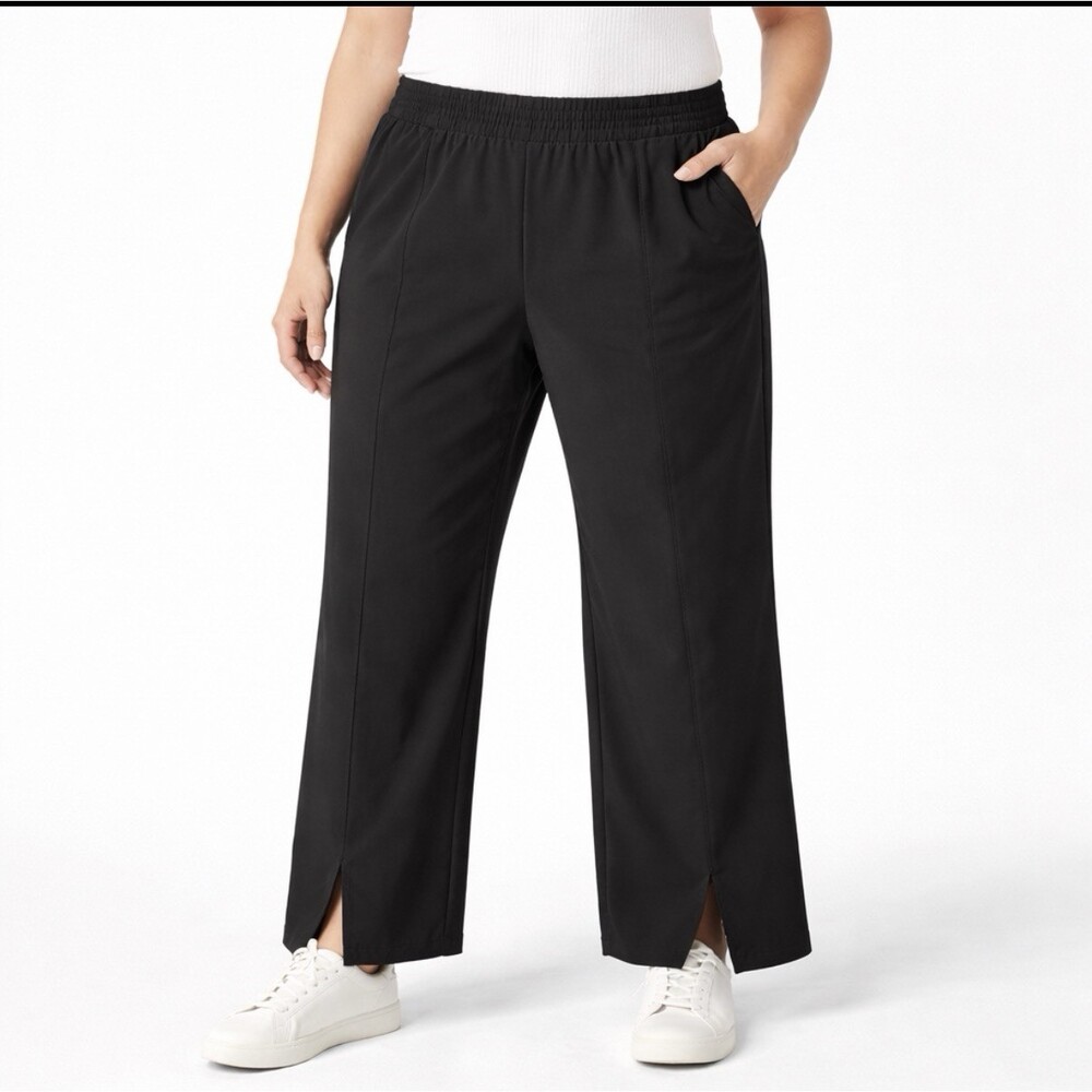 Old Navy Womens XXL StretchTech High-Rise Wide Leg Pants Black Pull On Comfort